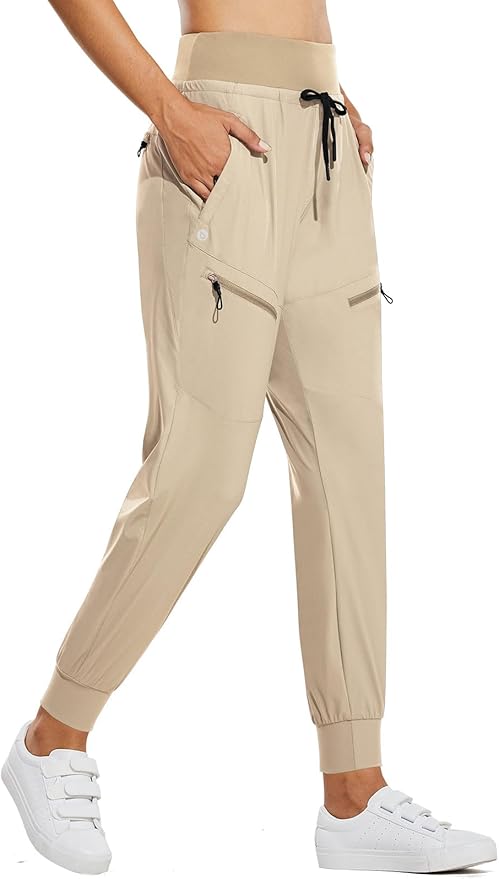 baleaf Womens Lightweight Hiking Pants Water Resistant Quick Dry Joggers with 5 Zipper Pockets UPF 50+ for Travel Hiking