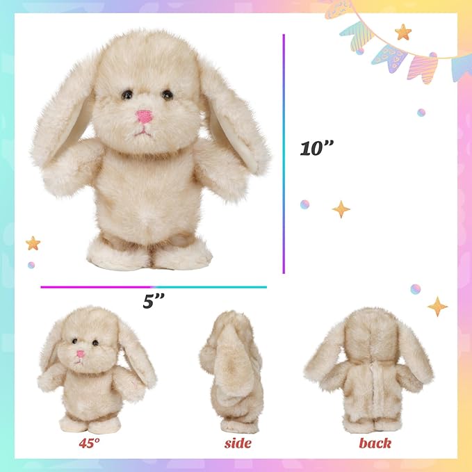 Easfan Talking Bunny Repeats What You Say Walking Singing Stuffed Animal Interactive Plush Toy Funny Animated Toy Speaking for Kids Toddlers Easter Birthday Gift,9''