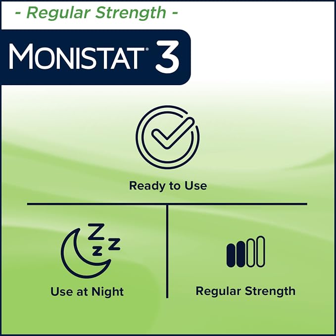 Monistat 3-Day Yeast Infection Treatment for Women, 3 Pre-Filled Miconazole Cream Applicators (Pack of 2), Regular Strength Fast Acting Relief for Vaginal Itching and Irritation