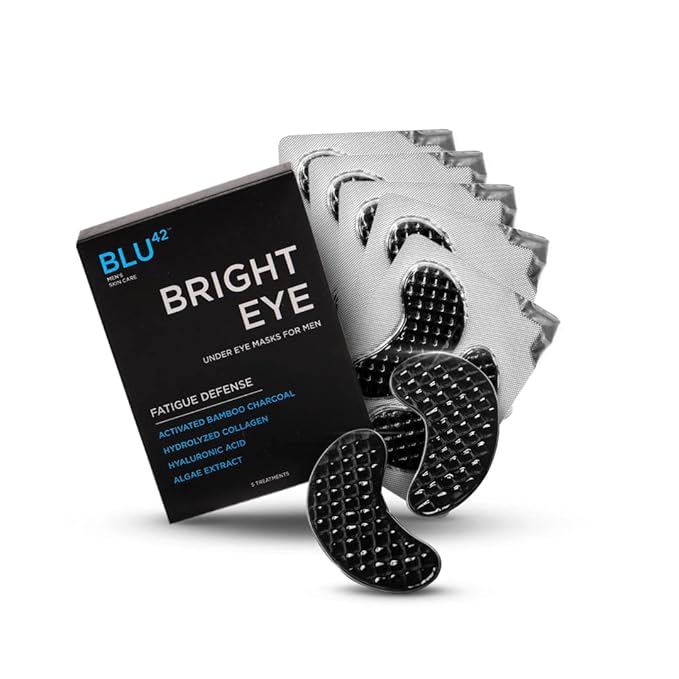 Men's Under Eye Patches – Activated Charcoal Anti-Aging Masks for Dark Circles, Puffiness & Fine Lines – 10-Minute Treatment