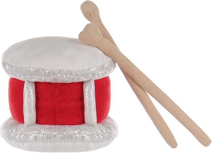 Apricot Lamb Happy Drum Plush Stuffed Animals for Kids, Soft Cute Plush Toys for Baby Girl and Boy, Fluffy Happy Drum Red