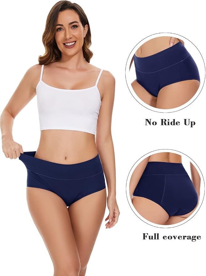 POKARLA Women's High Absorbency Period Cotton Underwear Heavy Flow Leakproof Panties(Regular&Plus Size)
