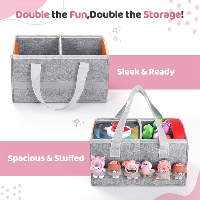 PISOSN Carrying Case for Toniebox Starter Set and Tonies Figurines, Travel Felt Cloth Musical Toy Folding Bag for Toniebox 2 & Accessories (Orange)