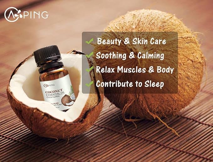 Coffee & Coconut Essential Oils - 100% Pure Organic Natural Plant Oils for Diffuser, Aroma, Spa, Massage, Yoga, Perfume, 2x10ML