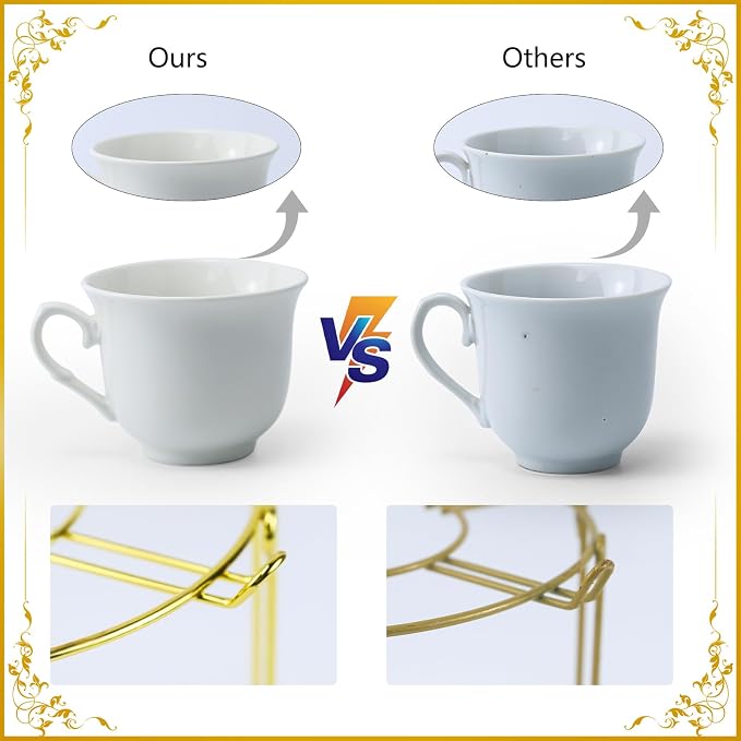 20 Pieces Porcelain Tea Set With Metal Holder, European Ceramic tea set for adults,Flower Tea Set,Tea Set For Women With Flower Painting