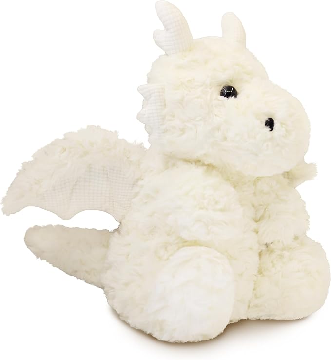Soft Little Flying Dinosaur Stuffed Plush Pillow, Adorable White Dragon Plush Toy and Birthday Present for Kids, Adults and Collectors(White/11.8in)