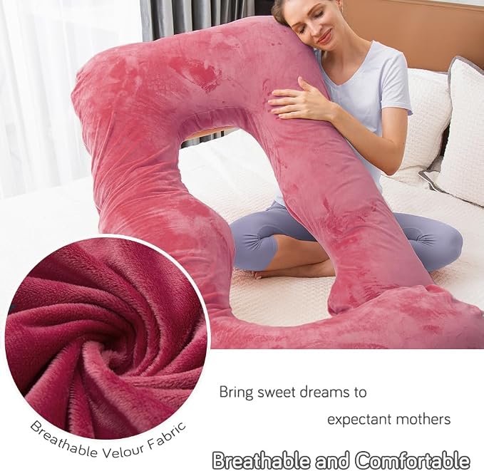 60 Inch Pregnancy Pillow for Sleeping, Extra Large U Shaped Body Pillow, Maternity Pillow for Pregnant Women (RED)