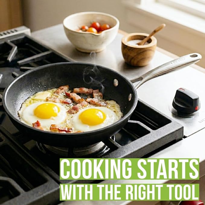 TECHEF - Onyx Collection 8-Inch Nonstick Frying Pan Skillet, PFOA-Free, Dishwasher Oven Safe, Stainless Steel Handle, Induction-Ready, Made in Korea (8-inch)