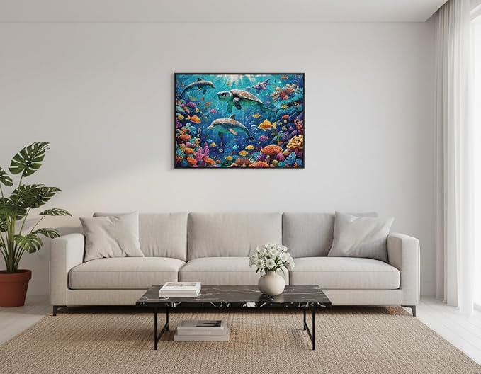 1000 Pieces Jigsaw Puzzles for Adults, Seaside Series - Calming Ocean View Art, Relaxing Stress Relief Game, Large 28" x 20", Great Gift for Summer & Home Decor（Ocean Symphony）