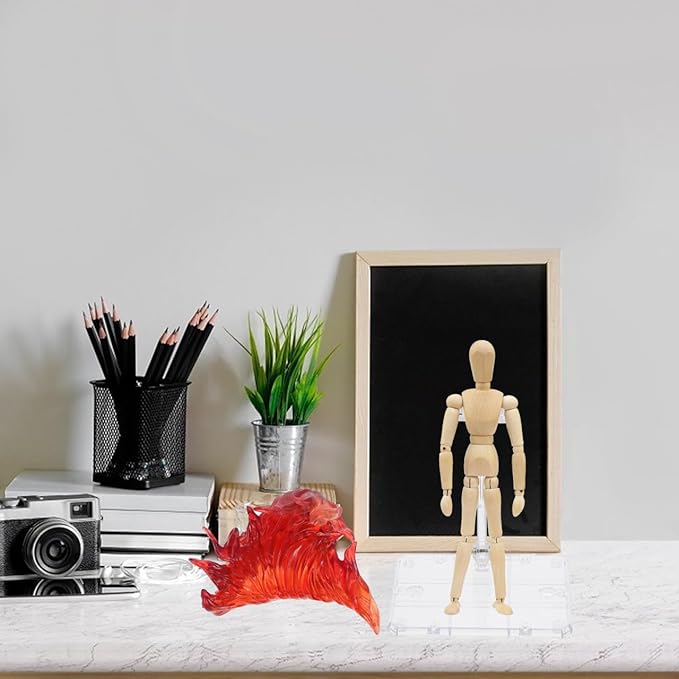 iplusmile Action Figure Stand, Figurine Model Display Rack DIY Assembly Action Figure Display Holder Doll Model Support Stand with Fire Effects Display Stand, Red