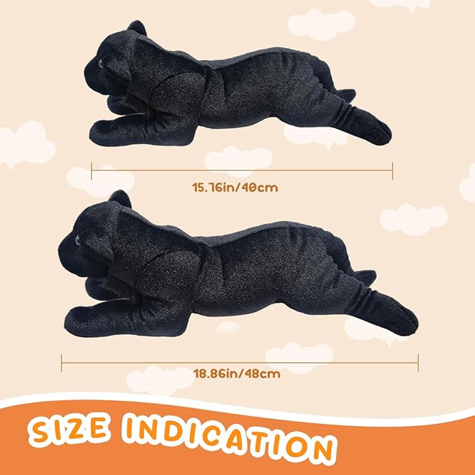 Black Panther Stuffed Animal 16" Jaguar Stuffed Animal Cute Black Panther Plush Realistic Jungle Stuffed Panther Toy Pillow Soft Birthday Day Gift for Kids Girls Boys