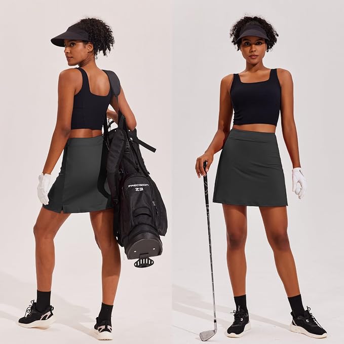 Ekouaer 16" Skorts for Women with Pockets Golf Pickleball Tennis Skirt | Silicone Grippers,2 Inner Pockets,Wide Waist,Side Slit Hem,Breathable,Soft,Lightweight