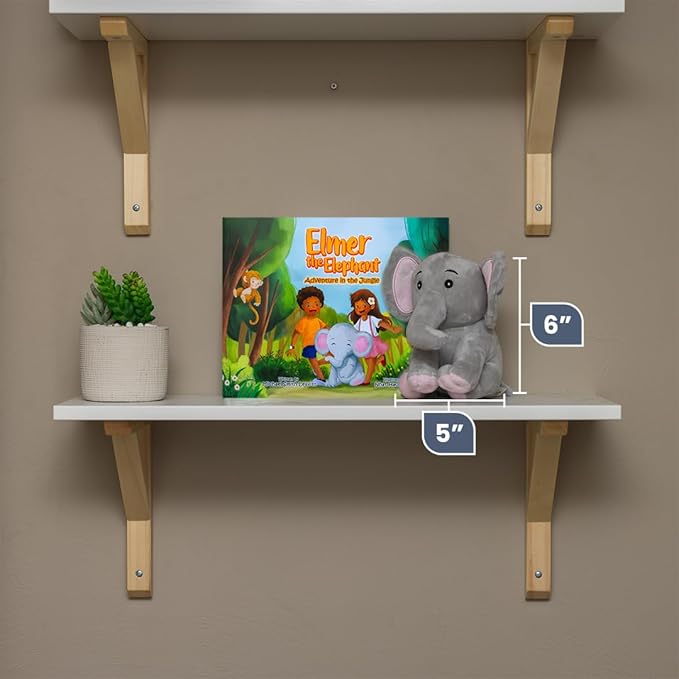 Elmer The Elephant Stuffed Animal and Heartwarming Kids Storybook Set, Book with Stuffed Animal Set with Elephant Plush & Childrens Book for Ages 3-8