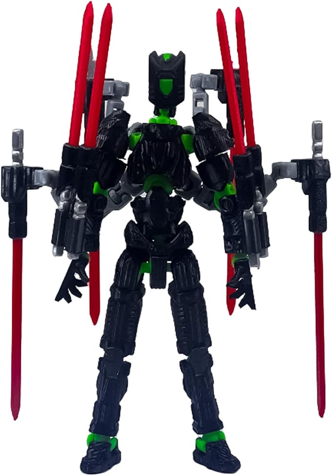 Assembly Completed T13 Action Figure,3D Printed Multi-Jointed Movable, Nova 13 Action Figures Desktop Decorations for Game Lovers Toy (Black Green)