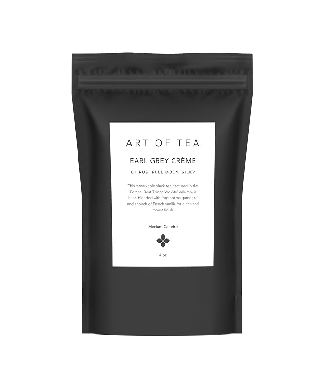 Art of Tea Earl Grey Creme Loose Leaf Tea, Premium Black Tea with Bergamot & Vanilla, Smooth Creamy London Fog Flavor, Gourmet Loose Leaf Earl Grey Tea, 4oz Refill Bag
