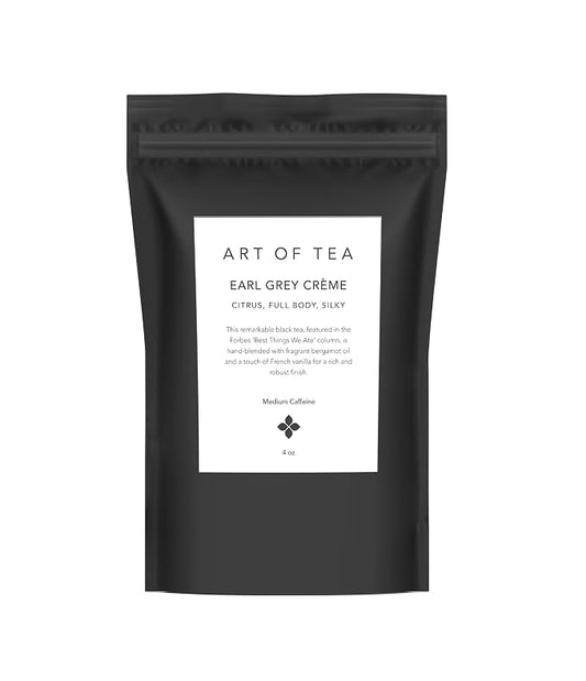 Art of Tea Earl Grey Creme Loose Leaf Tea, Premium Black Tea with Bergamot & Vanilla, Smooth Creamy London Fog Flavor, Gourmet Loose Leaf Earl Grey Tea, 4oz Refill Bag
