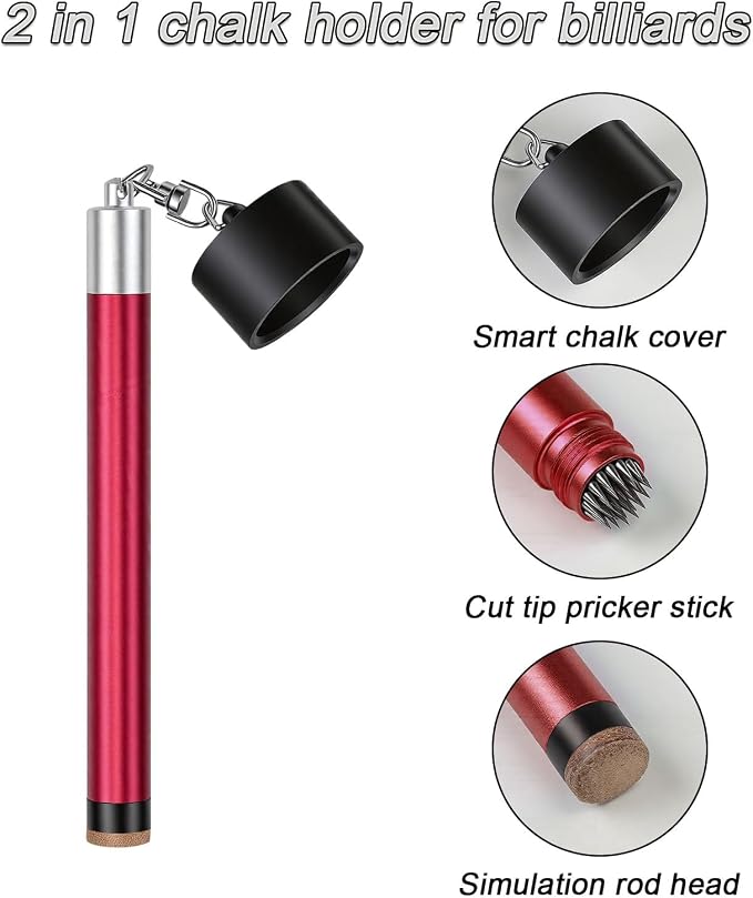 LAKE OF FIRE Pool Cue Chalk Holder – 2-in-1 Billiard Accessory with Pool Chalk Holder & Cue Tip Tool
