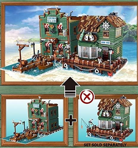 General Jim's Realistic Detailed Harbortown Fishing Club Shop Classical Architectural Styled City Modular Building Blocks Toy Bricks Building Model Set for Adults and Teens