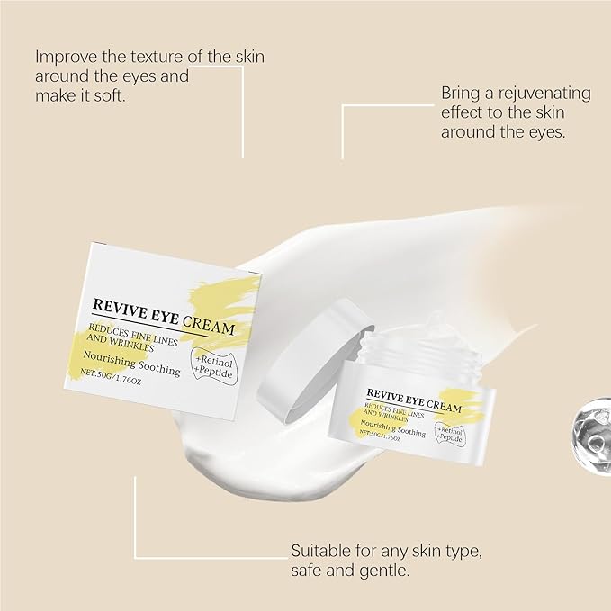 Hydration Eye Cream with Retinol and Peptide,Reduces Fine Lines and Wrinkles,Helps Improve Appearance Of Smoothness & Hydration