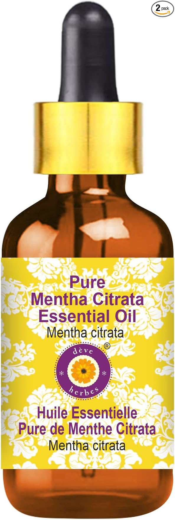 Deve Herbes Pure Mentha Citrata Essential Oil (Mentha citrata) with Glass Dropper Steam Distilled 100ml (3.38 oz)