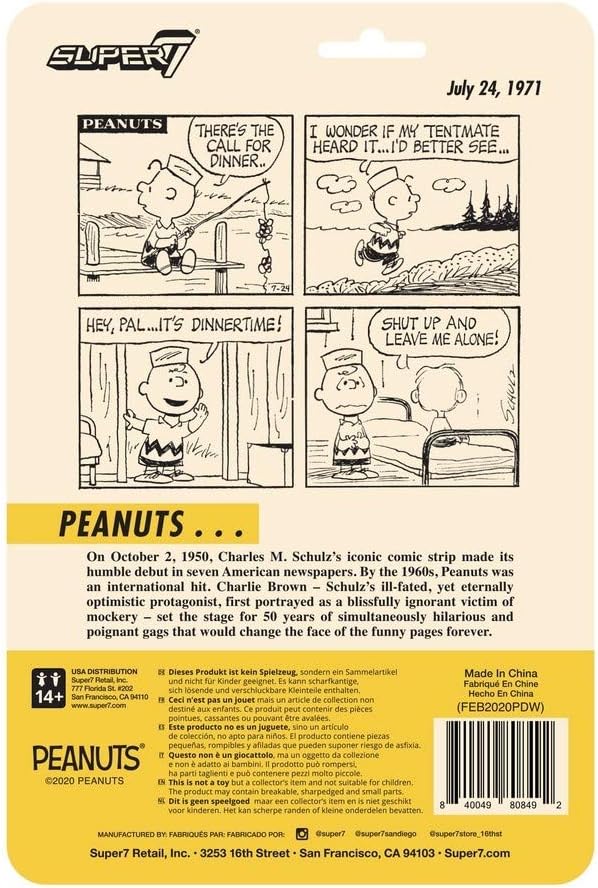Super7 Peanuts Camp Charlie Brown 3.75 in Reaction Figure