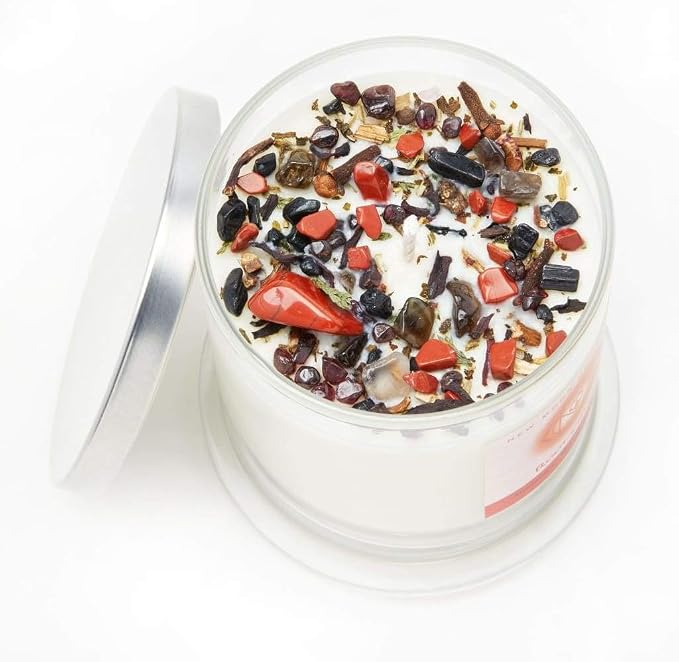 Root Chakra Candle by New Moon Beginnings - Chakra Candles - Crystal & Herb Candles - Aromatherapy Candles - Soy Candle