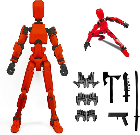 Titan 13 Action Figure,2024 New Lucky Robot 13 Action Figures,3D Printed Action Figures for Boys,Dummy Robot 13 Action Toy,Movable Joints Action Figure (Red-1pc)