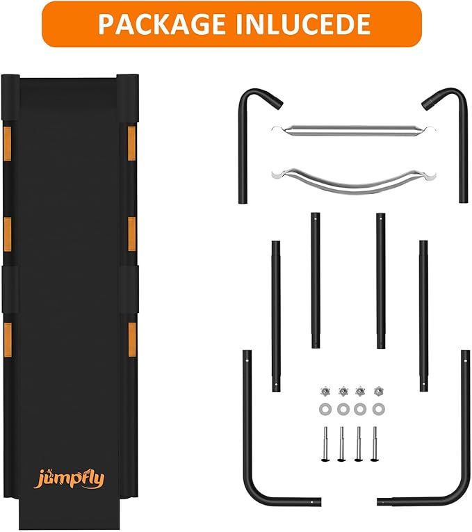 jumpfly Trampoline Slide Ladder Universal Trampoline Ladder with Handles Strong Tear Resistant Fabric Trampoline Accessories for Kids Toddler Climb Up & Slide Down, Orange