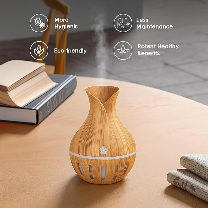 300ML Air Humidifier & Aroma Diffuser Home Fragrance Room Decor Essential Oil Diffuser Humidifiers for Bedroom Cool Mist 7 LED Light Car Air Freshener (White-2)