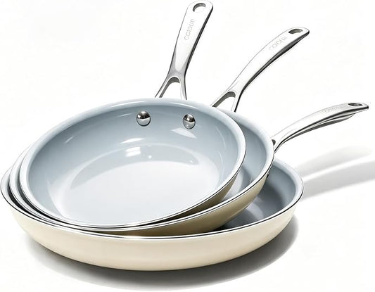 8" 9.5" 11" Nonstick Frying Pans Set with Stainless Steel Handle | Aluminum Material, Dishwasher & Oven Safe, Induction Safe, Compatible with All Cooktops and Outdoors Environments