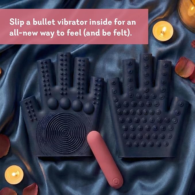 Pure Romance in Good Hands | Double-Sided Silicone Massage Gloves for Hands | Drive Them Wild with Textured Massage Tools for Back and Neck Stimulation