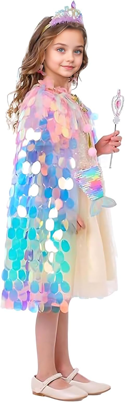 FKKFYY Rainbow Cape Cloak for Girl Princess