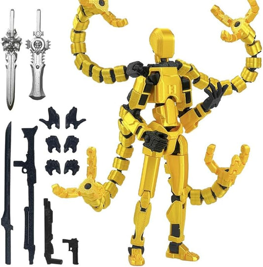 T13 Action Figure, Assembly Completed Action Figures,T 13 3D Printed Toys - The Premium Robot for Sci-Fi Enthusiasts,Four Claws Robot 5.2 Inch (Gold)
