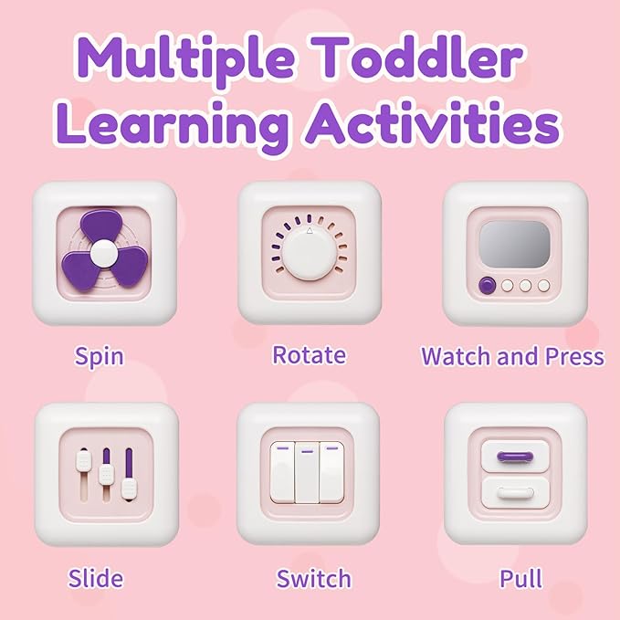 Busy Cube Toy for 1 Year Old Girl Gifts, Montessori for Baby Girl, Travel Sensory Toys for Toddlers 1-3, Learning Fine Motor Skills| 1st Birthday Girl Gifts 12 Months