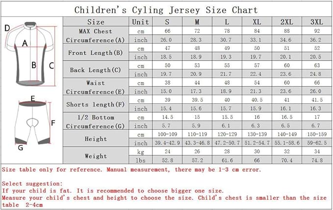 Children Cycling Jersey Set Clothing Boys Girls Shorts Pad Suits