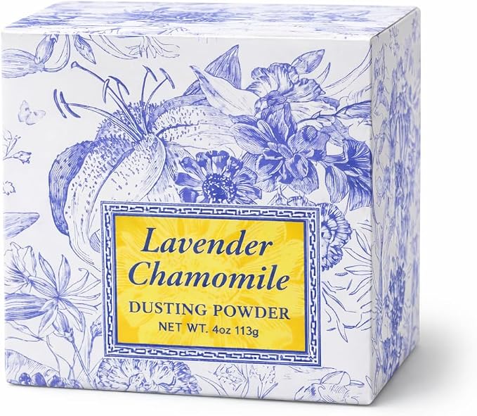 Greenwich Bay Dusting Powder – 4oz Lavender Chamomile Dusting Powder with Puff for Women – After Shower Body Powder – Natural Fragrance Dusting Powder with Aloe, Shea Butter, Jojoba