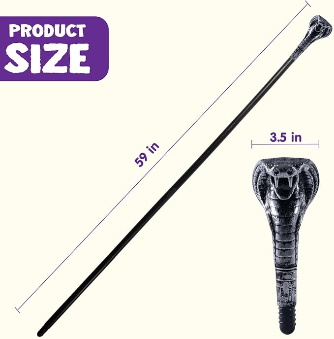 Spooktacular Creations Halloween Walking Cane, Egyptian Snake Staff for Mystical Pharaoh Ancient Themed Dress Up Party