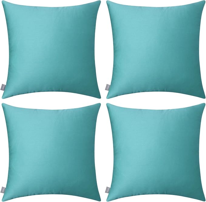 Thmyo 4-Pack 100% Cotton Comfortable Solid Decorative Throw Pillow Case Square Cushion Cover Pillowcase Sublimation Blank Pillow Covers DIY Throw Pillowcase for Sofa Bedroom(20x20 inch/ 50x50cm,Green)
