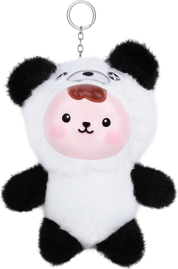 Collectibles Plush Doll, Kawaii Plushies Doll with Vinyl Face Mentl Keyring for Girls Boys, Soft Panda Vinyl Plush Figures Stuffed Animals Gift for Collectible Bag Charm Home Decor Birthday Keychains