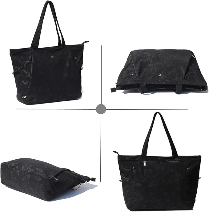 ESVAN Corduroy Yoga Tote Bag Gifts for Women Drawstring Yoga Mat Bag for Office Workout Travel Carryall Pilates Gym