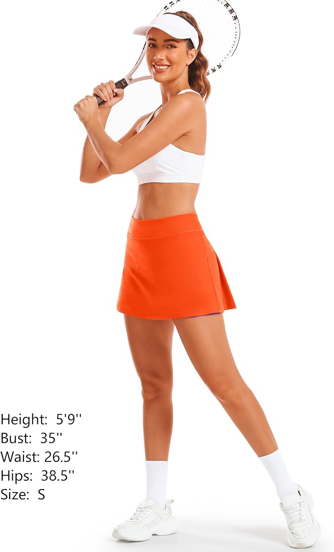 Stelle Women Tennis Skirt High Waisted Athletic Golf Skorts with Pockets | Tummy Control, Built-In Shorts, Deep Pockets, Pleated, Breathable, Lightweight, Tennis, Golf, Pickleball, Running, Workout