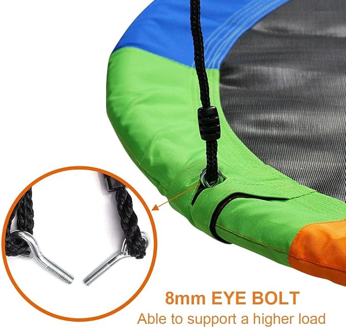 Juegoal 40 Inch Saucer Tree Swing, Large Rope Swing with Children Swing Platform Bonus Carabiner for Hanging Rope Outdoor