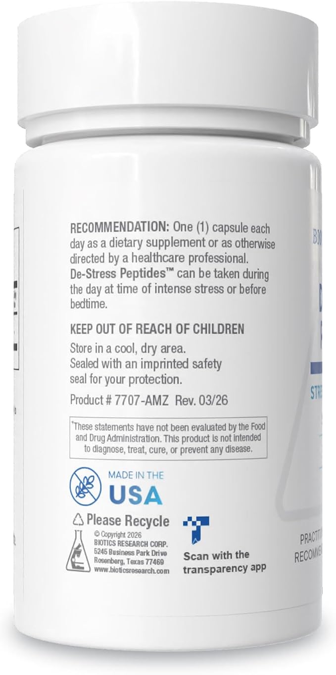 BIOTICS RESEARCH De-Stress Patented Nutrient Designed to Support Calmness, Healthy Sleep Habits, All-Natural Supports Mental Wellness & Calm. 30 Capsules