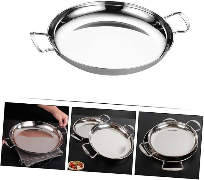 LABRIMP Korean Ramen Pan Double Handle Pot Stainless Steel Dry Pot Rapid Heat Transfer Cookware