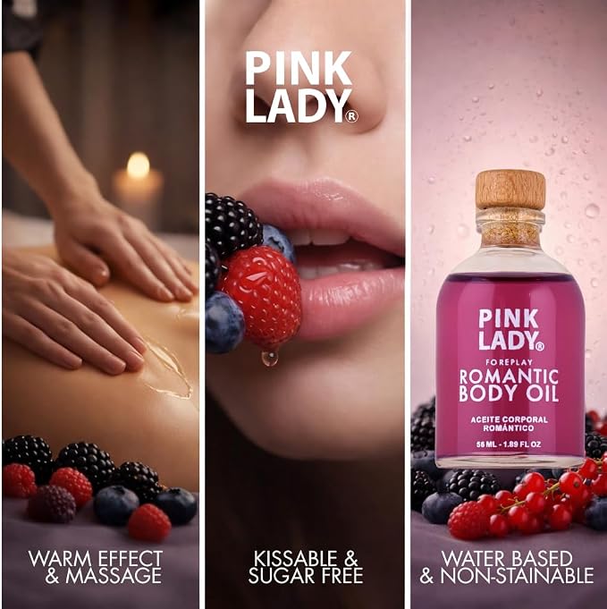 Romantic Body Oil Forest Fruits - 1.90 fl oz / 56 ml - Kissable Warming Body Treat for Foreplay Fun, Water Based (Forest Fruits)