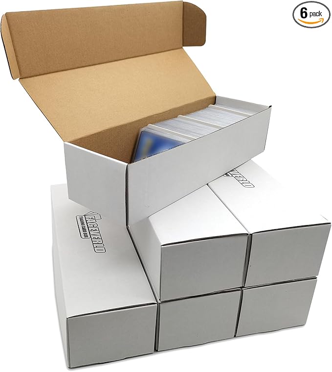 Fageverld Trading Card Storage Box, Mtg Storage Box with Dividers, Cardboard Collector Box for TCG, Baseball Sports Cards, 6 Count