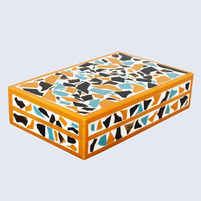 Handicrafts Home Decorative Keepsake Box 8x5 – Small Organizer Box with Lid, Boho Decorative Storage, Retro Memory Box, Unique Coffee Table Décor, Jewelry or Trinket Box, Modern Shelf Decorative Box