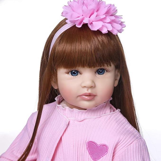 Pinky Lifelike Reborn Toddler Dolls Girl 24inch 60CM Realistic Look Princess Baby Doll Vinyl Silicone Long Hair Babies Toy Gift