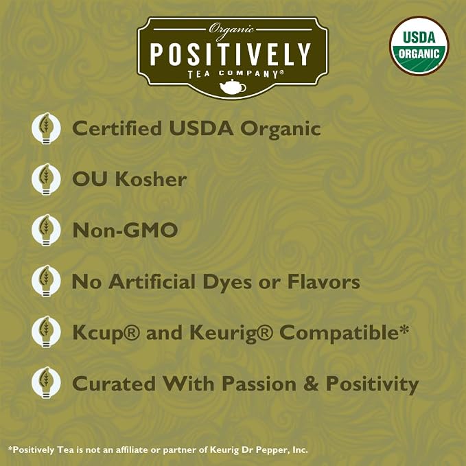 Organic Positively Tea Company, Yerba Mate Tea (Unsmoked), K-Cup Compatible, 96 Pods