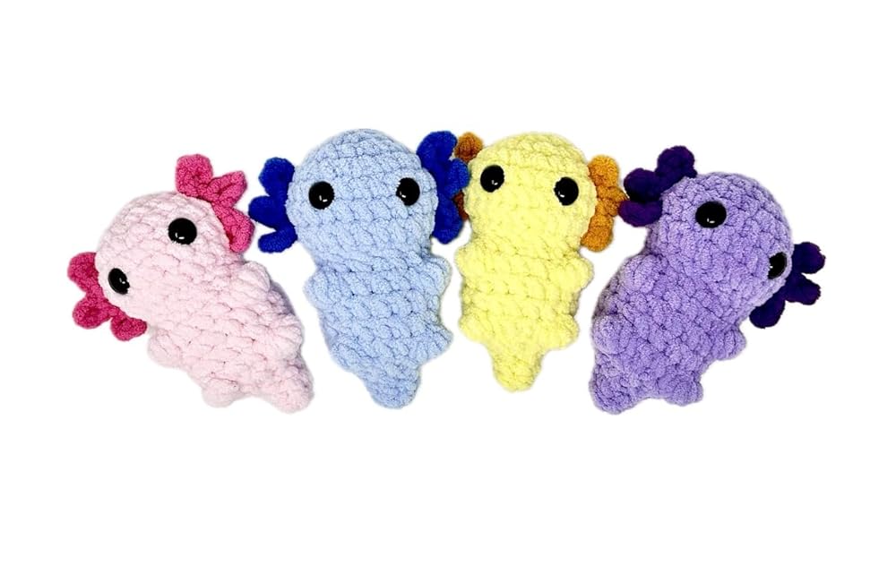 Axolotl Adorable Handmade Crochet Axolotl Stuffed Toy - Baby Axolotl Perfect Plushie for Girls & Boys, Soft and Huggable, 6 inches tall (Blue)
